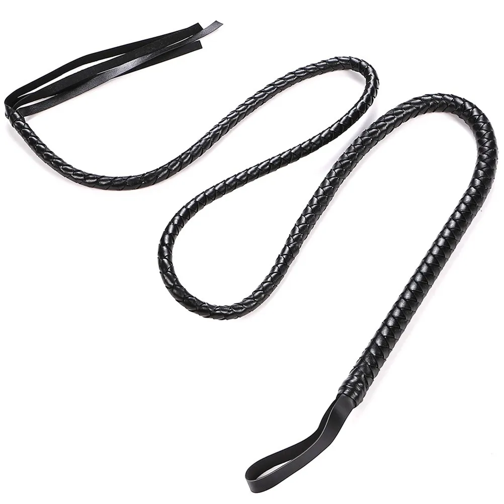 1.9 Meters Black Horse Whip High Quality PU Leather Pimp Whip Racing Riding Crop Party Flogger Hand Cuffs Queen Horse Whip