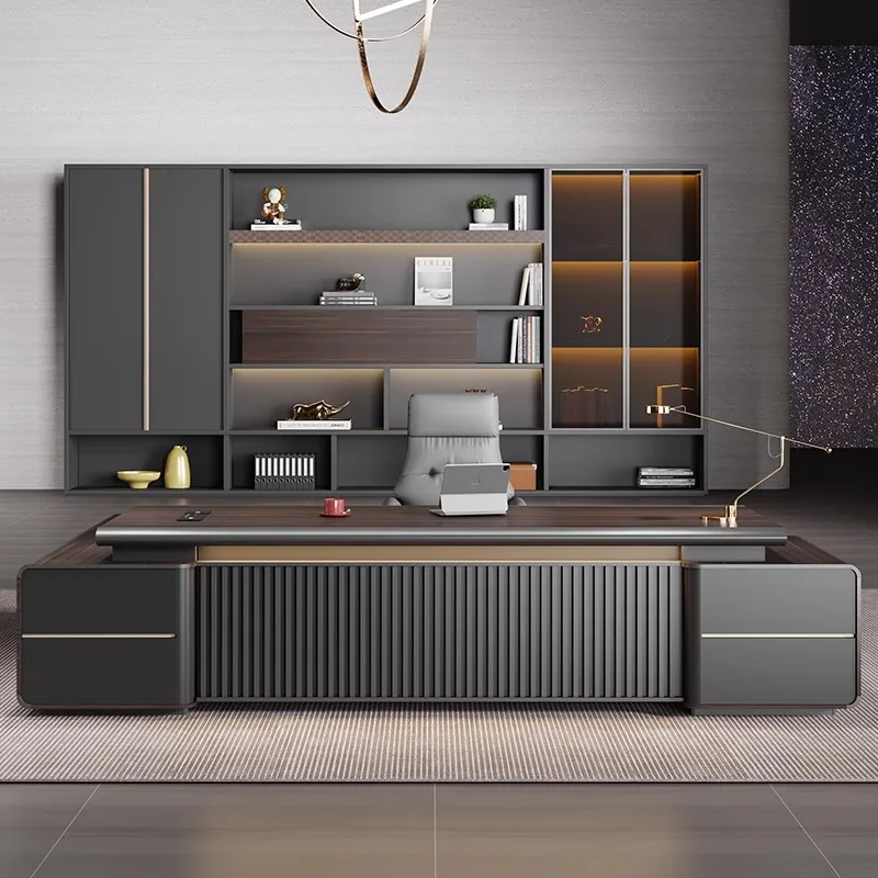 

High-end leadership office boss table baking paint large desk office furniture