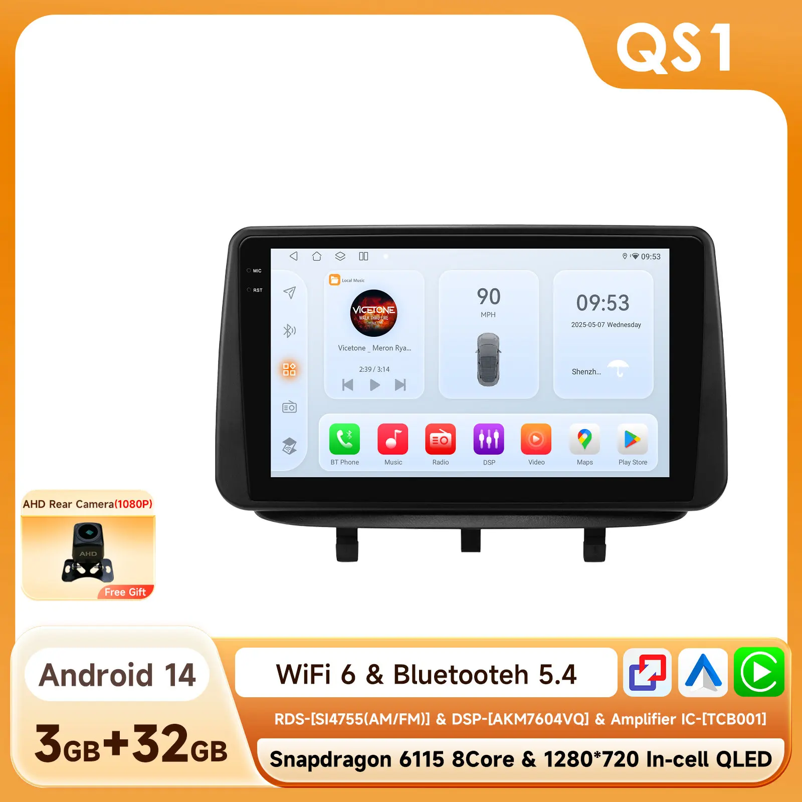 Hizpo Android AI Voice CarPlay Head Unit Voor Opel Meriva B 2009-2014 QLED Stereo Autoradio Multimedia Video Player GPS 360 CAM