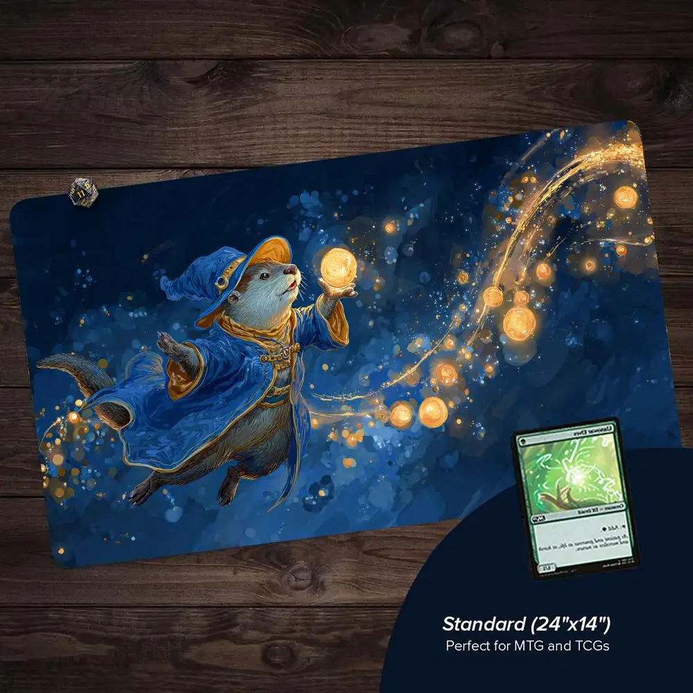 

Cosmic Starry Sky Otter Wizard MTG Playmat Magic Card Mat Stitched Edge Non-Slip Durable Tabletop playmat Board Game Mat for TCG