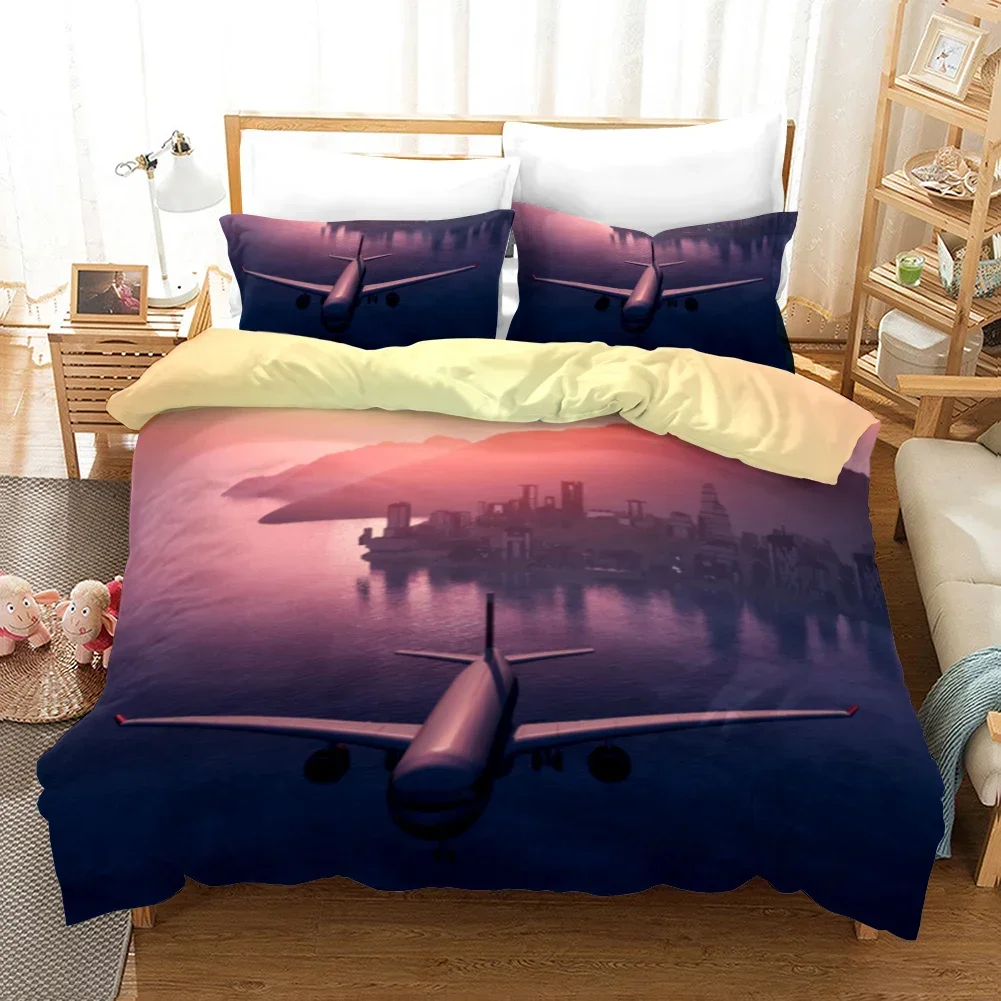 

Aircraft Duvet Cover Flying Plane Bedding Set for Kids Boys Girl Polyester Airplane Print Comforter Cover Double Queen King Size