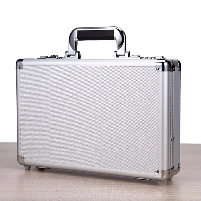 Portable Aluminum Hard Case Passwords ToolBox Black / Silver Briefcase Metal Carrying Case Equiment Tool Box Organizer Holder