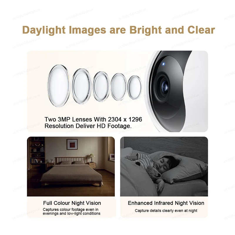 Kamera Cerdas XIAOMI C300 Versi Kamera Ganda, 360 °   WiFi 3MP 6, Monitor Bayi Keamanan Rumah, Kamera Hewan Peliharaan, Versi Cina Dengan Adaptor