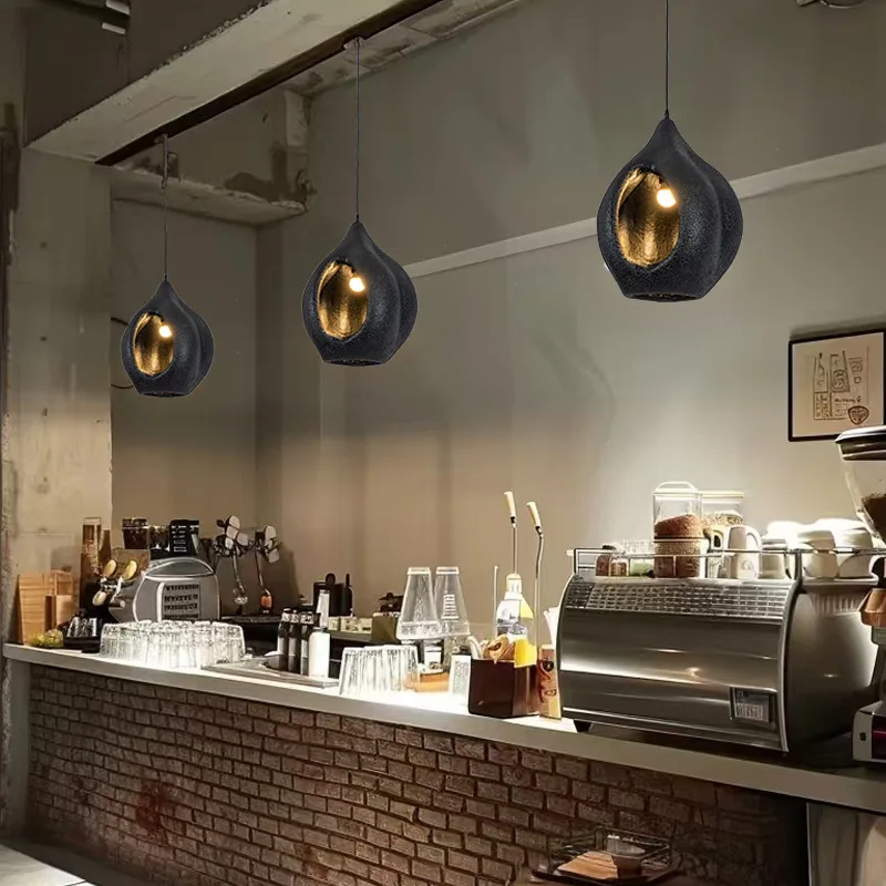 Wabi Sabi Led رمادي الحليب الشاي مقهى قلادة مصباح الأوروبي الرجعية ستار بقعة الأحمر تأثيث المنزل غرفة المعيشة غرفة نوم Droplight