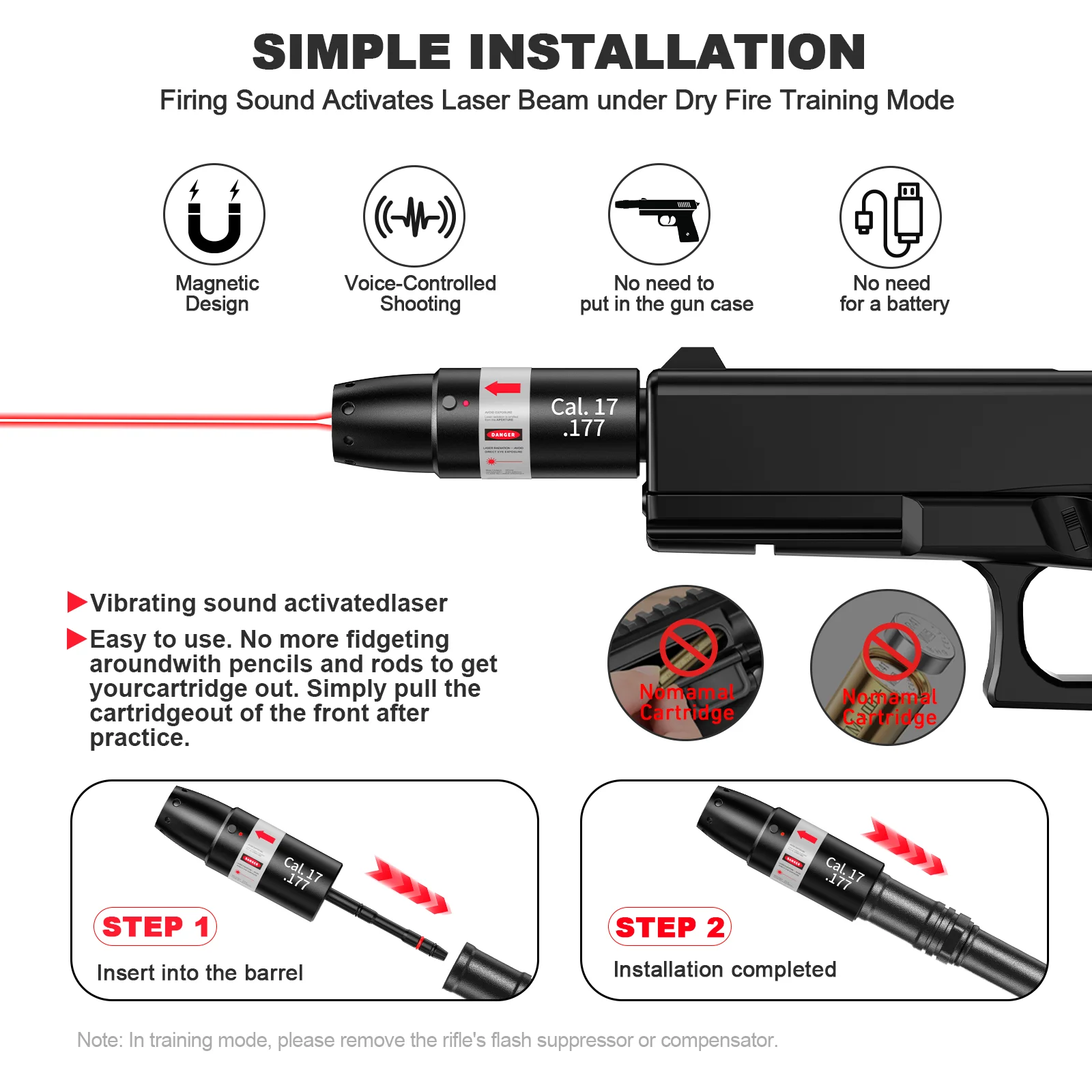 17.177 Upgraded Dual Purpose Dry Fire Laser Trainer with Calibration Function, High Precision Static Calibration Lock Target