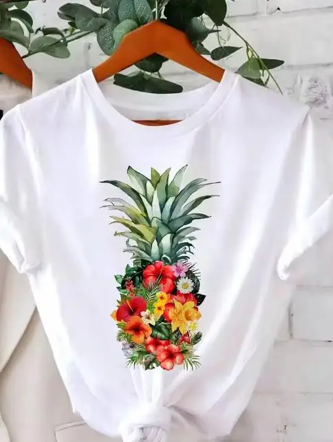 Women Hand Drawn Orange Fruit T Shirt Oil Painting Citrus With Leaves Graphic Casual Short Sleeve White Tee Tops