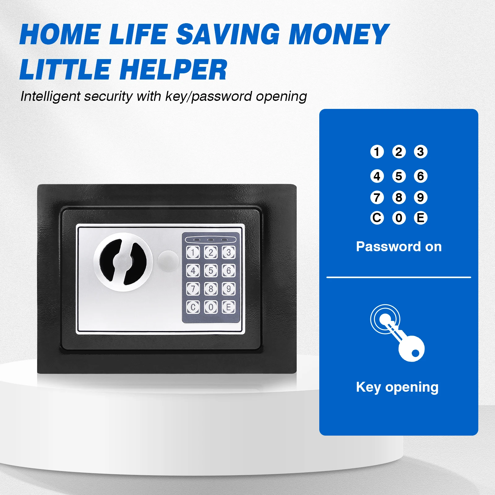 صندوق أمان 4.6 لتر/8.5 لتر، آمن للأمان الإلكتروني الرقمي مع لوحة مفاتيح رقمية ومفتاح أمان، آمن للنقود للبناء الفولاذي للمنزل