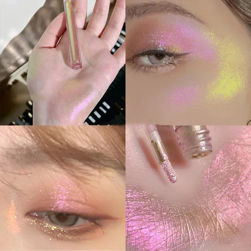 Multichrome Shimmer อายแชโดว์ Glitter Highlighter Liquid Eye Shadow Chameleon Eye แต่งหน้า High Gloss Pearl Shiny Eye Shadow