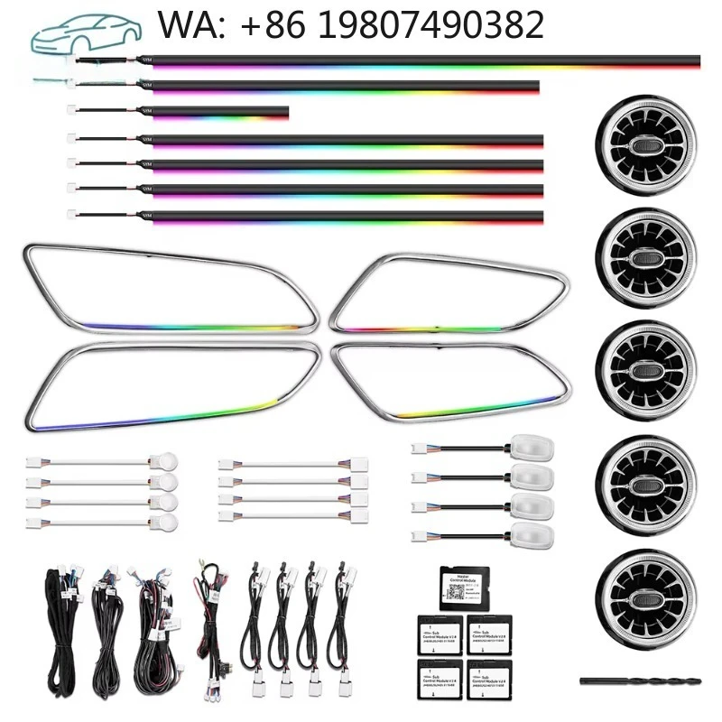 W176 W246 A B Class Air Vent LED Lamp, 64 Color Dynamic Interior Ambient Light Hatchback MPV Combined Car Mod Accessories
