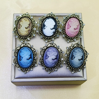 Vintage Cameo Elegant Queen Head Portrait Brooch For Women Antique Wedding Bridal Bouquet Clothing Jewelry 2X001