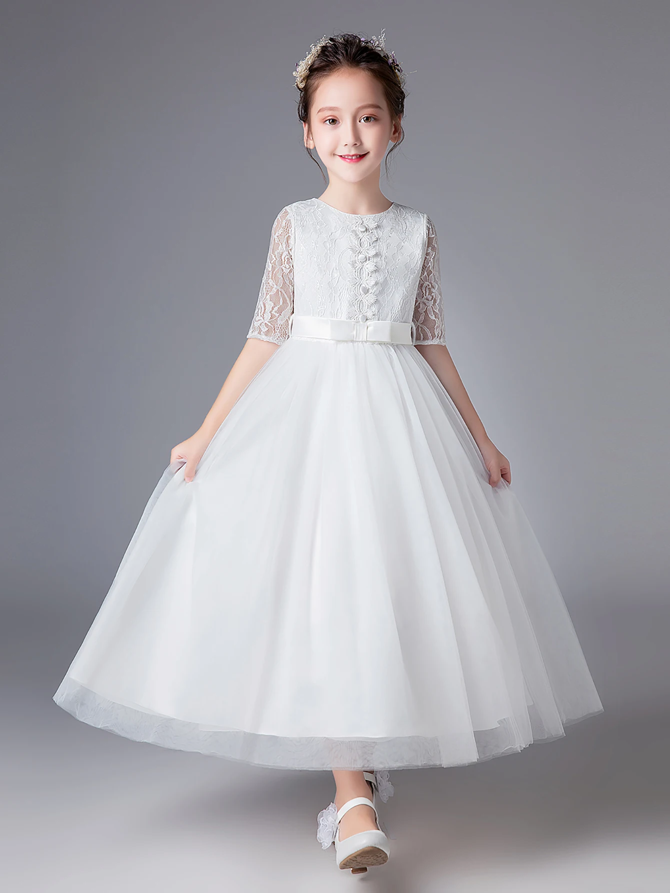 Tween Girl Summer Clothing Flower Girl Dress White Ball Gown for 12 Year Old Girls Kids Party Dresses