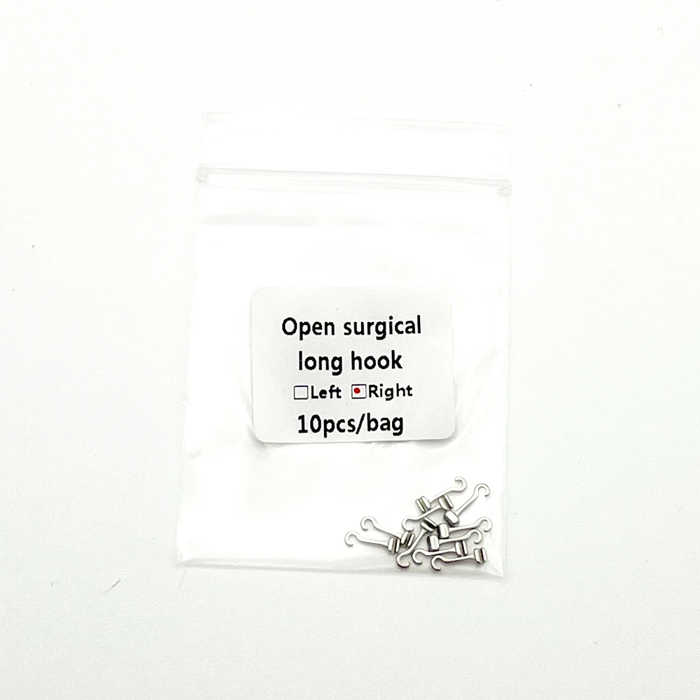 10Pcs Dental Sliding Crimpable Hooks Long Right/Left Dental Orthodontic Hook Dental Curved Crimpable Hook