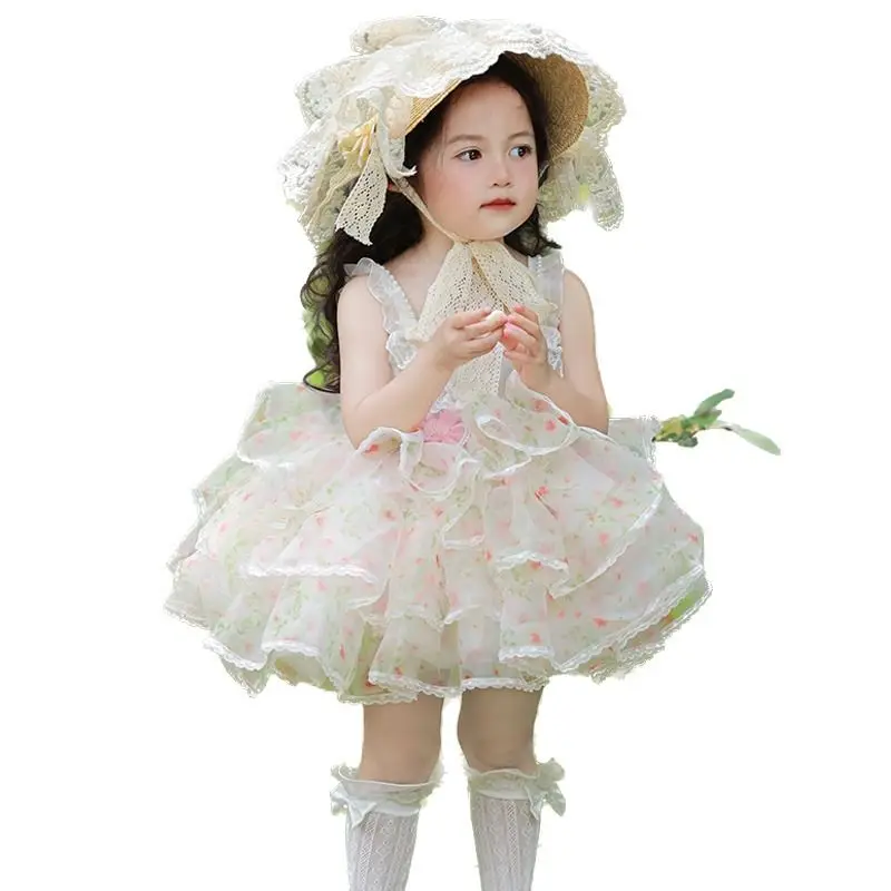 Baby Girl Spanish Princess Tutu Dress Child Vintage Floral Vestido Lolita Party Birthday Pageant Costume Boutique Clothes 1-8Yrs