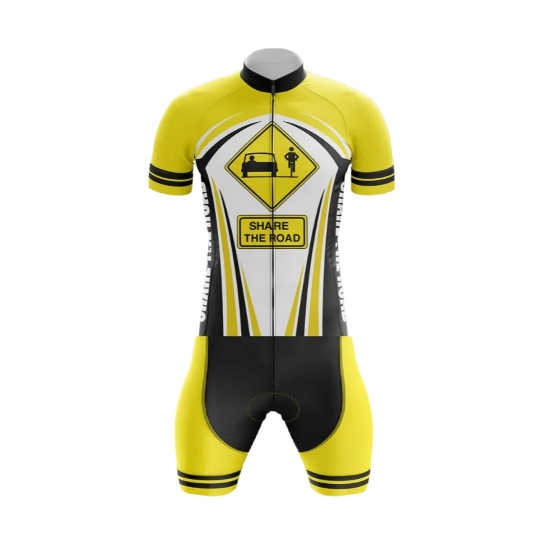 Global Share the Road Bodysuit Laser Cut Skinsuit Short Sleeve Cycling Jersey Road Bicycle Clothing Summer Ropa Ciclismo Yellow