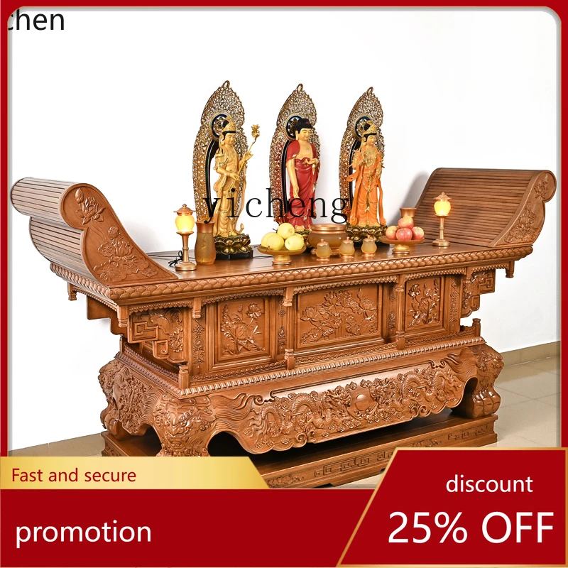 ZML Table d'autel en bois massif Table d'encens bouddha huit immortels dieu offrant Table de bouddha