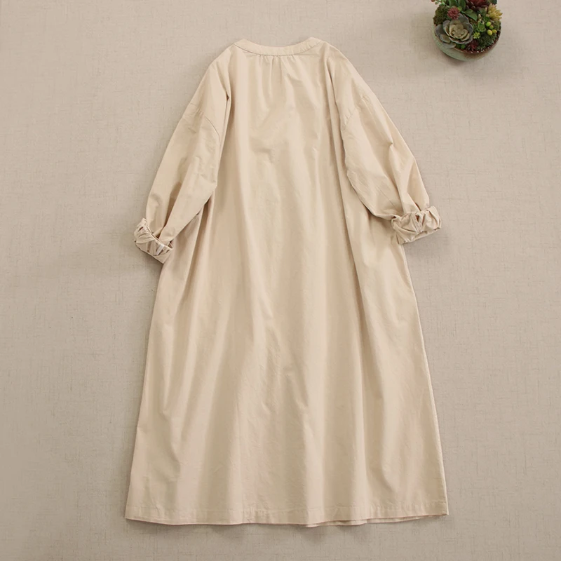 Robe chemise mi-longue à simple boutonnage pour femmes, col rond, manches longues, décontracté, japonais, Sweet Mori Girl, automne, nouveau