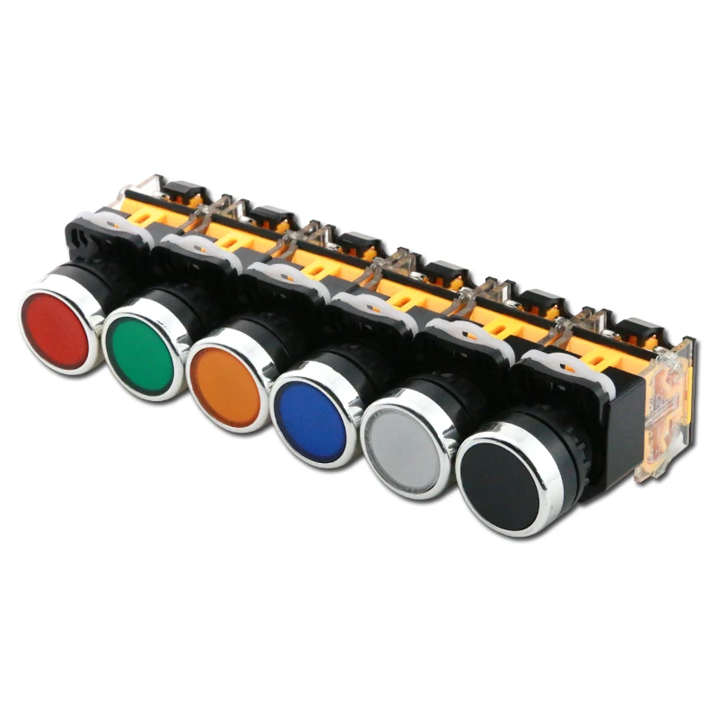 

1PCS Push button Switch 22mm Mounting Hole Dia. 1NO 1NC (DPST) 440V 10A 4 Pins 12V/24V/220V/380V