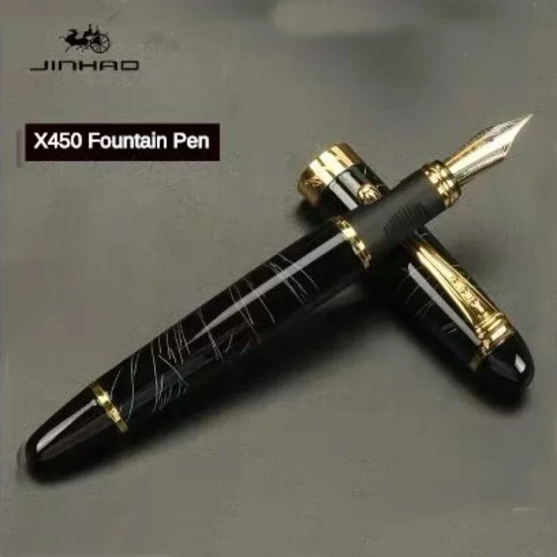 Jinhao X450 pluma estilográfica Iraurita, plumín de Metal completo, Clip dorado, bolígrafos de lujo, papelería de regalo para estudiantes,