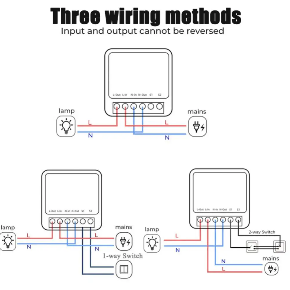 Módulo inteligente Tuya 16A, interruptor de luz con Wifi, Control de 2 vías, funciona con Smart Life, Alexa Home