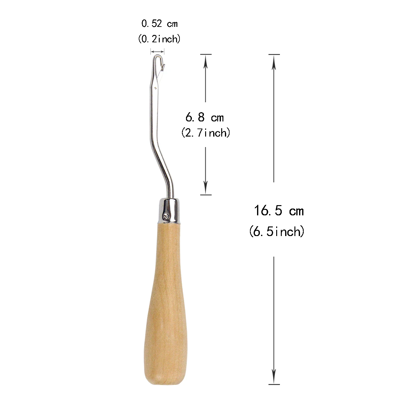 2 buah 6.5 inci pegangan kayu kait tekuk jarum kait tarik jarum ekstensi jarum jarum Loop jarum untuk ekstensi rambut