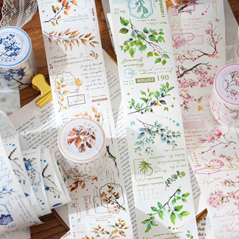 Mr. Paper, 200cm/roll, Vintage Branch and Leaf Themed Washi Tape, Scrapbook Album, Phone Case,diary Decoration, Literary Sticker