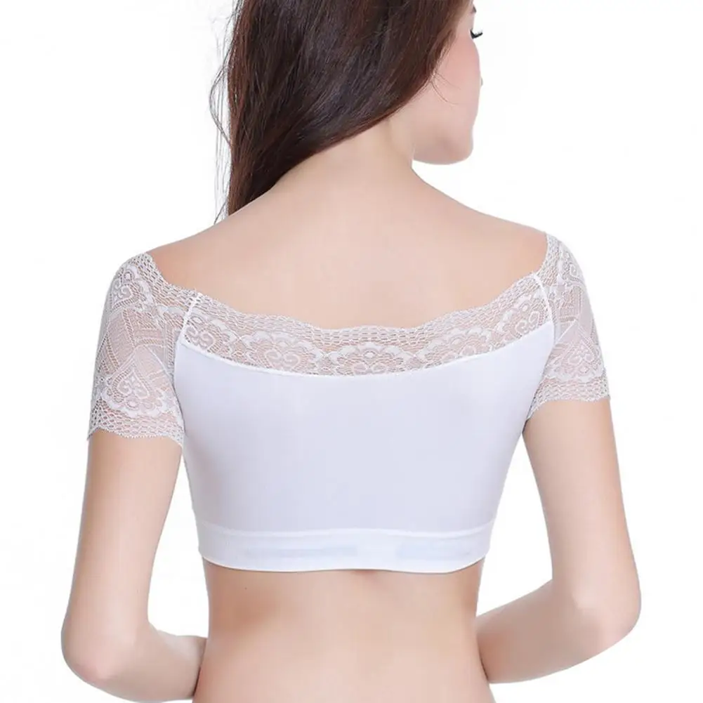 Women Tube Top Short Sleeves Women Bra Breathable Gathering  Chic Elastic Invisible Bra