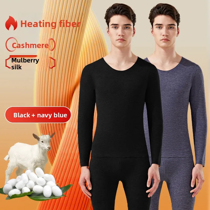 Oneck masculino sem costura quente inverno veludo aquecimento mais cashmere seda longo johns pijamas pijamas bodysuit conjuntos homem