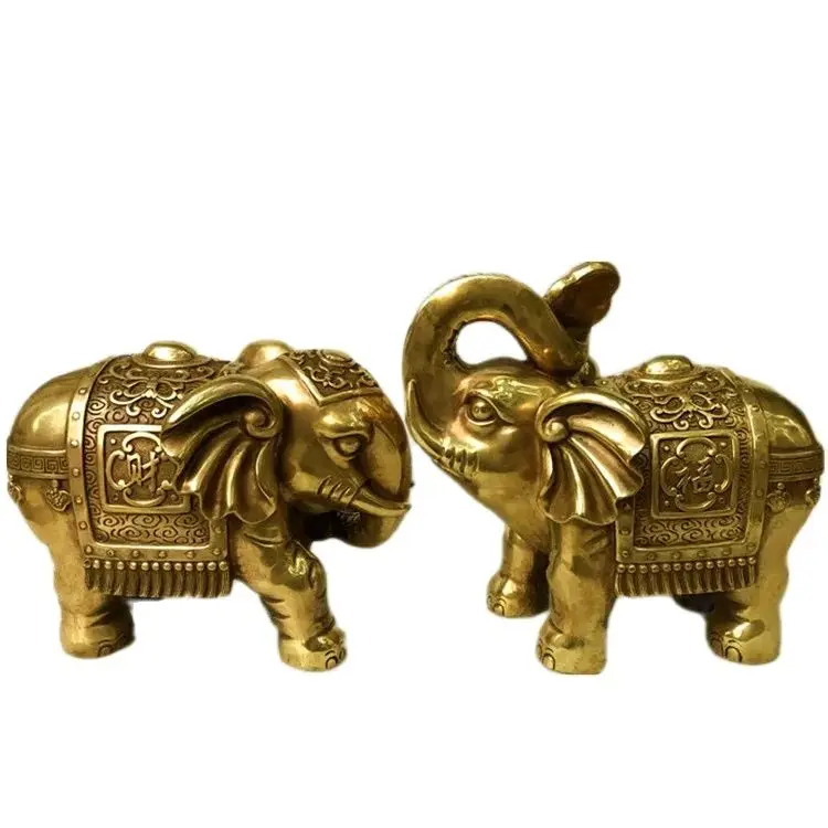 

Large pure copper Zhaocai Nafu Elephant Paired Copper Elephant Decoration Opening Living Room Craft 26CM