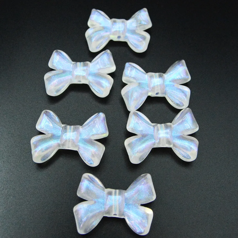 5 Pieces  29 * 39mm Pearlescent Color  Blue Light Perforated Large Bow  DIY Charm Manufacturing Clothing and Jewelry Accessories