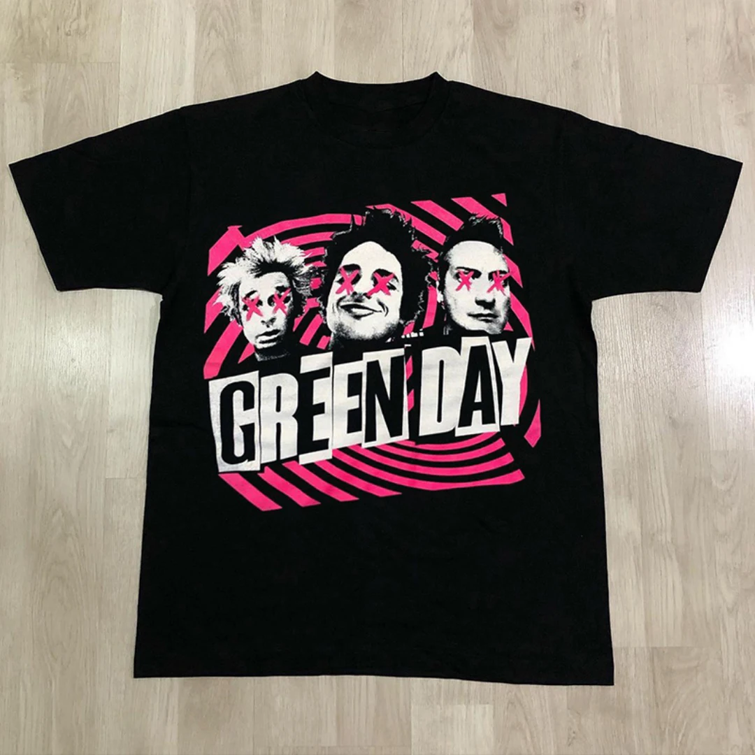 Greenday الفرقة الأمريكية الرجعية شارع العليا تي شيرت الخريف الرياضة القطن الخالص تي شيرت رجالي ملابس الأطفال المحملة Y2k امرأة