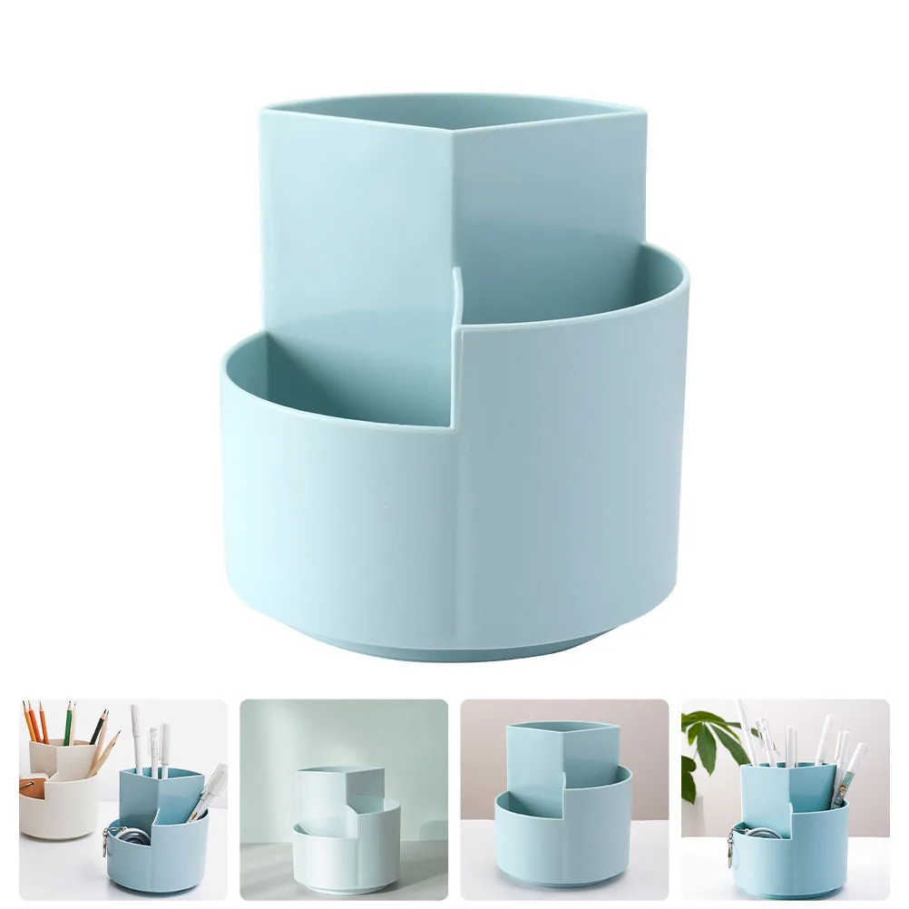 

3 Grids Rotating Pen Holder 360-Degree Rotatable Stationery Storage Box Desk Organizer Pencil Pot Desktop Container
