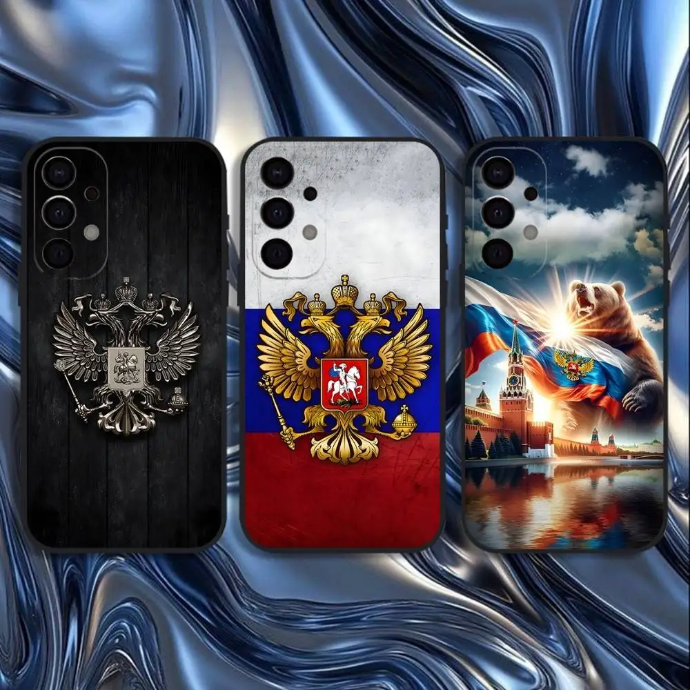 

Russia Flag national emblem Phone Case For Samsung S25,S24,S21,S22,S23,S30,Ultra,S20,Plus,Fe,Lite,5G Black Cover