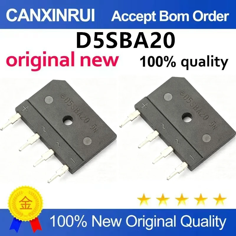 （5pcs-10pcs）Brand new original D5SBA20 rectifier bridge stack 6A/200V large row bridge silicon bridge rectifier flat bridge rect