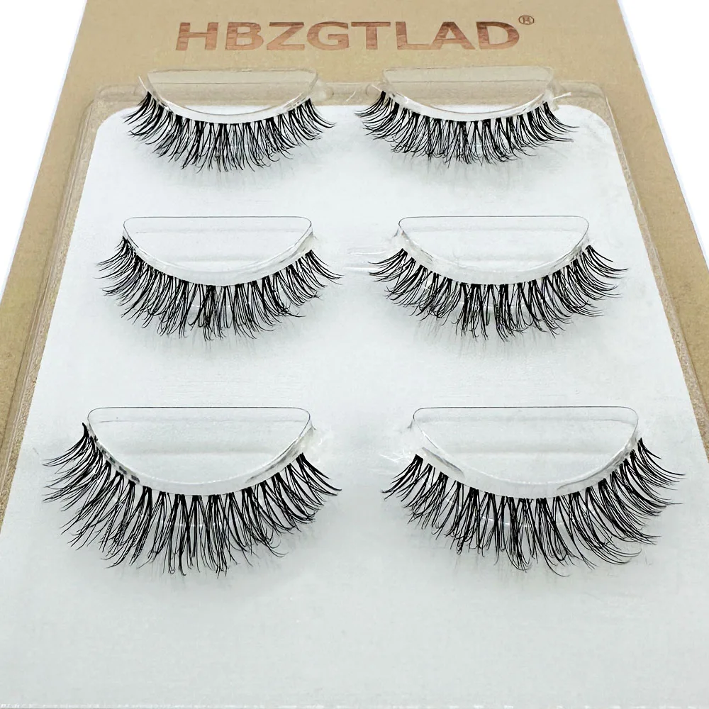 NEW 3Pairs Mink Lashes 3D Mink Eyelashes Invisible Band Natural Black Mink False Eyelash Full Strip cilios posticos Reusable
