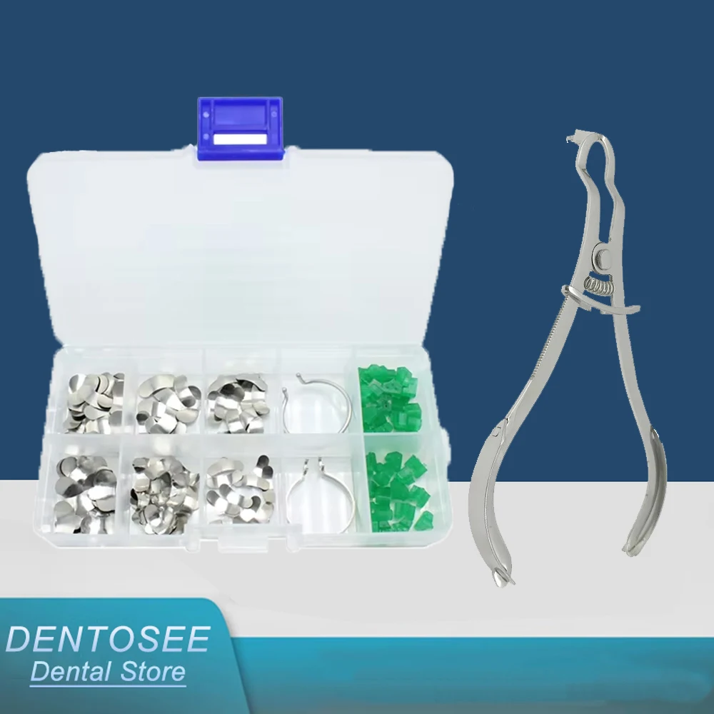 

Dental Sectional Matrix System Kit with Contoured Matrices, Rings, Delta Wedges for Restorations