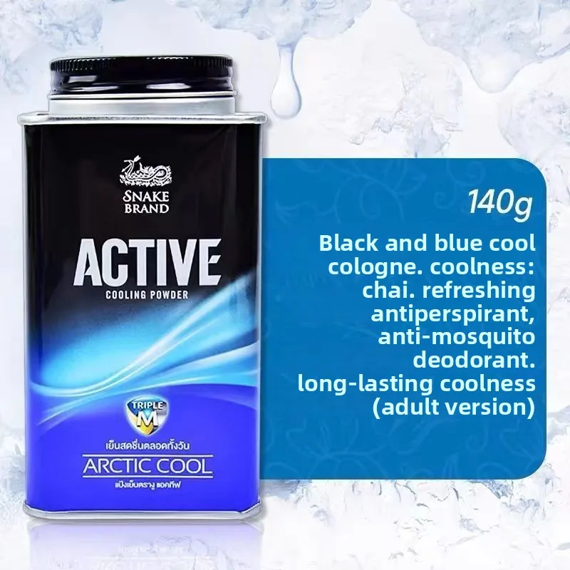 Polvo de Talco Marca Thai Snake, Antitranspirante Refrescante, Polvo para la Dermatitis del Calor, Desodorante Corporal para Adultos y Bebés, para Después del Deporte, 140g