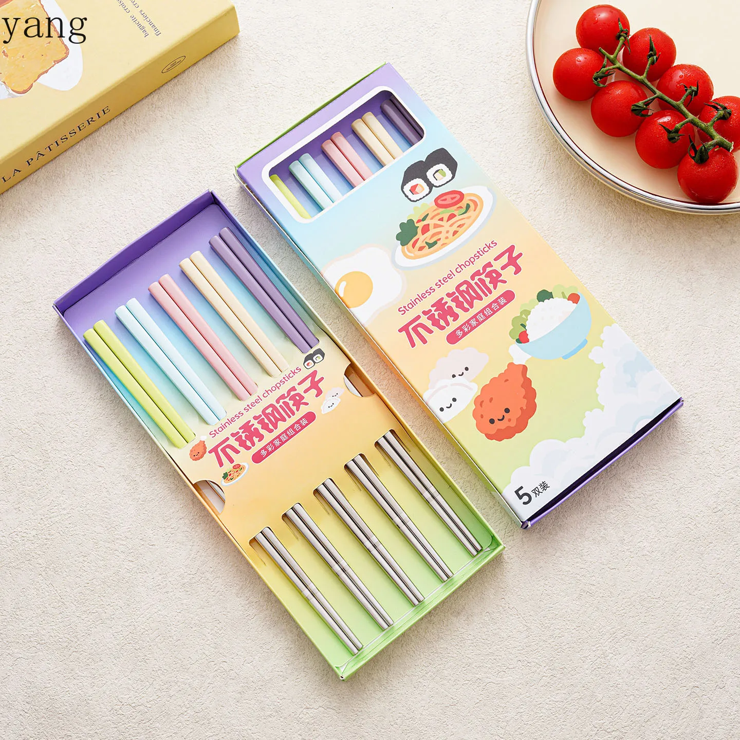 LMM public chopsticks household non-slip square chopsticks tableware combination 5 pairs