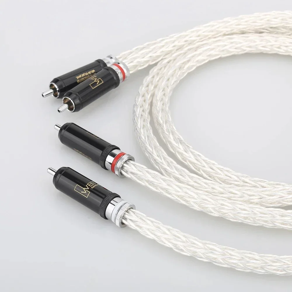 Hi-End 8AG posrebrzany kabel Audio z 16 pasmami i kablem złącze męskie RCA WBT