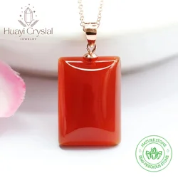 Natural red agate lucky pendant pendant 925 silver buckle rose plated jewelry gift