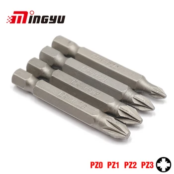 4 adet 1/4 "50mm Pozidriv PZ0-PZ3 tornavida Bit seti araçları tamir tornavida seti Hex Shank matkap ucu güç ev el aletleri