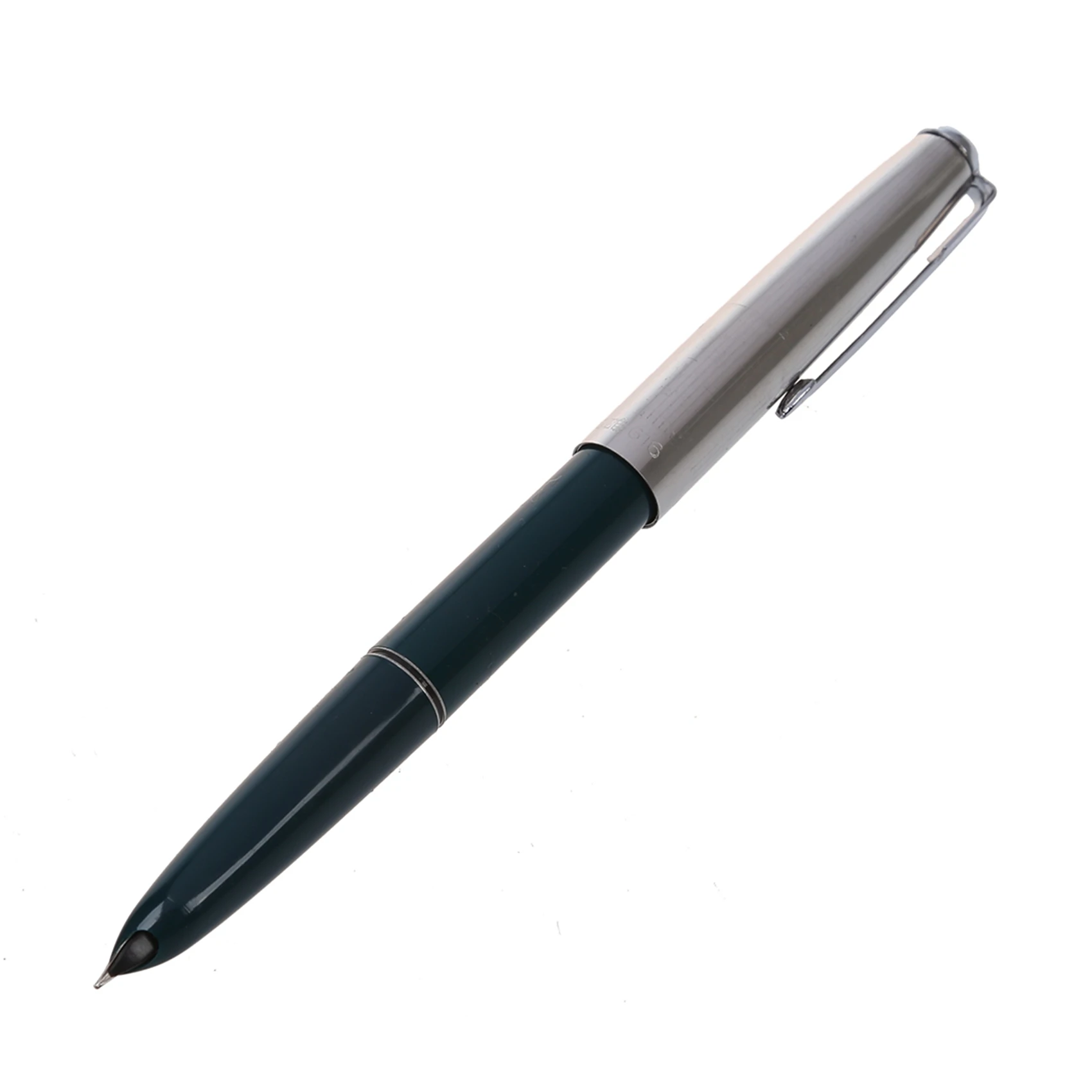 

2X 616 Fountain Pen Hooded Silver Nib Green Barrel Small Vintage-Y18A