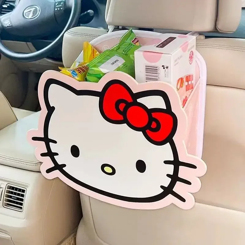 Sanrio Hello Kitty Car Seat Back Storage Bag Kawaii Melody Kuromi Multi-purpose Storage Bag Ladies Car Decoration Ornaments Gift