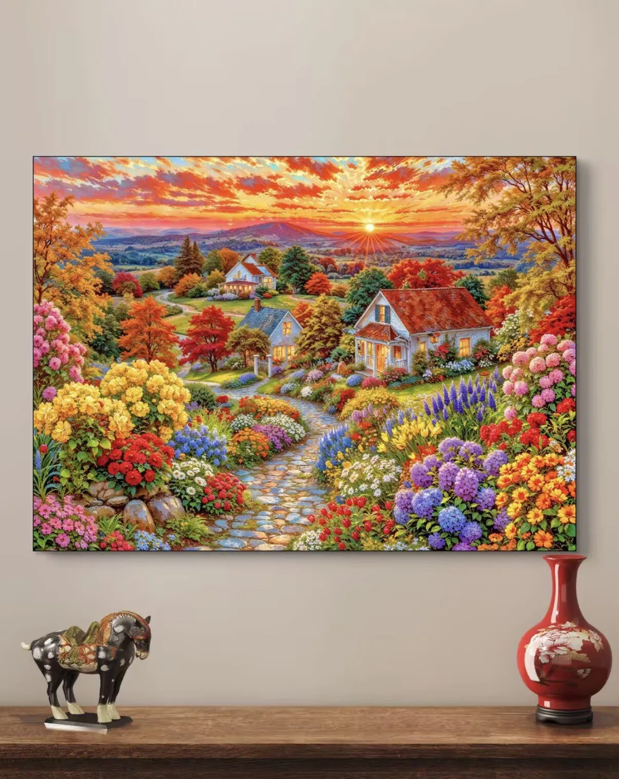 

Набор для вышивания крестиком 14CT 9CT 120X90CM «Закат над полями», набор для рукоделия, набор для вышивания хлопковыми нитками, 120 цветов.