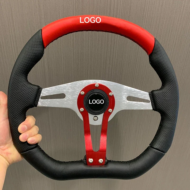 Brand New Leather Steering Wheel With Logo Sport Styling Performance Universal Racing Car Parts JDM Car Sport Steering Wheel