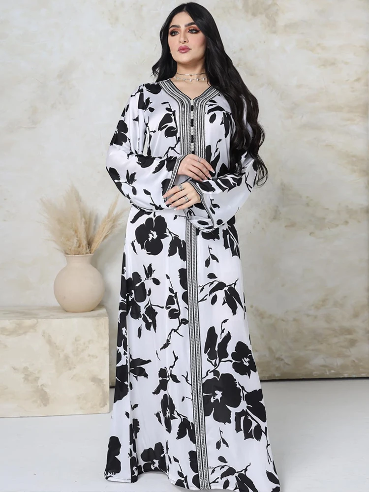 

Jalabiya for Women Arabic Dubai Dresses Moroccan Caftan Arabian Evening Party Gown Abaya Muslim Eid Kaftan Casual Modest Robe