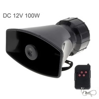 12V 100W 7 Sounds Loud Car Warning Alarm Police Fire Siren Horn Speaker Loudspeaker with Remote Controller 1SET