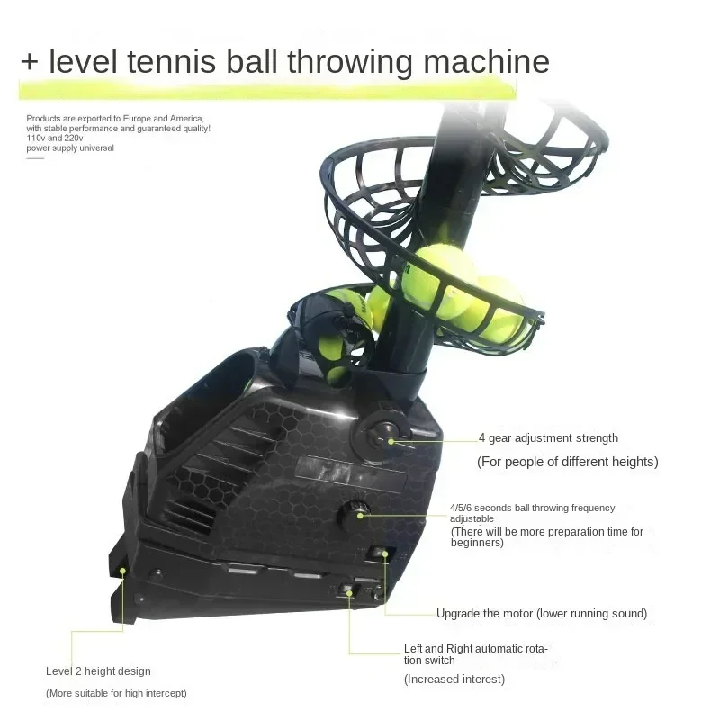 Tennis ball machine self-practice throwing machine single with catch net portable practice device coach assistant