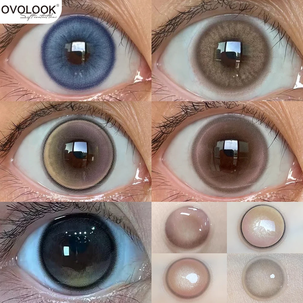 OVOLOOK-Pink Lenses Color Contact Lenses for Myopia Beauty Eye Color Lenses Fashion Natural Pupils Grey Brown Blue Lens 1 Pair