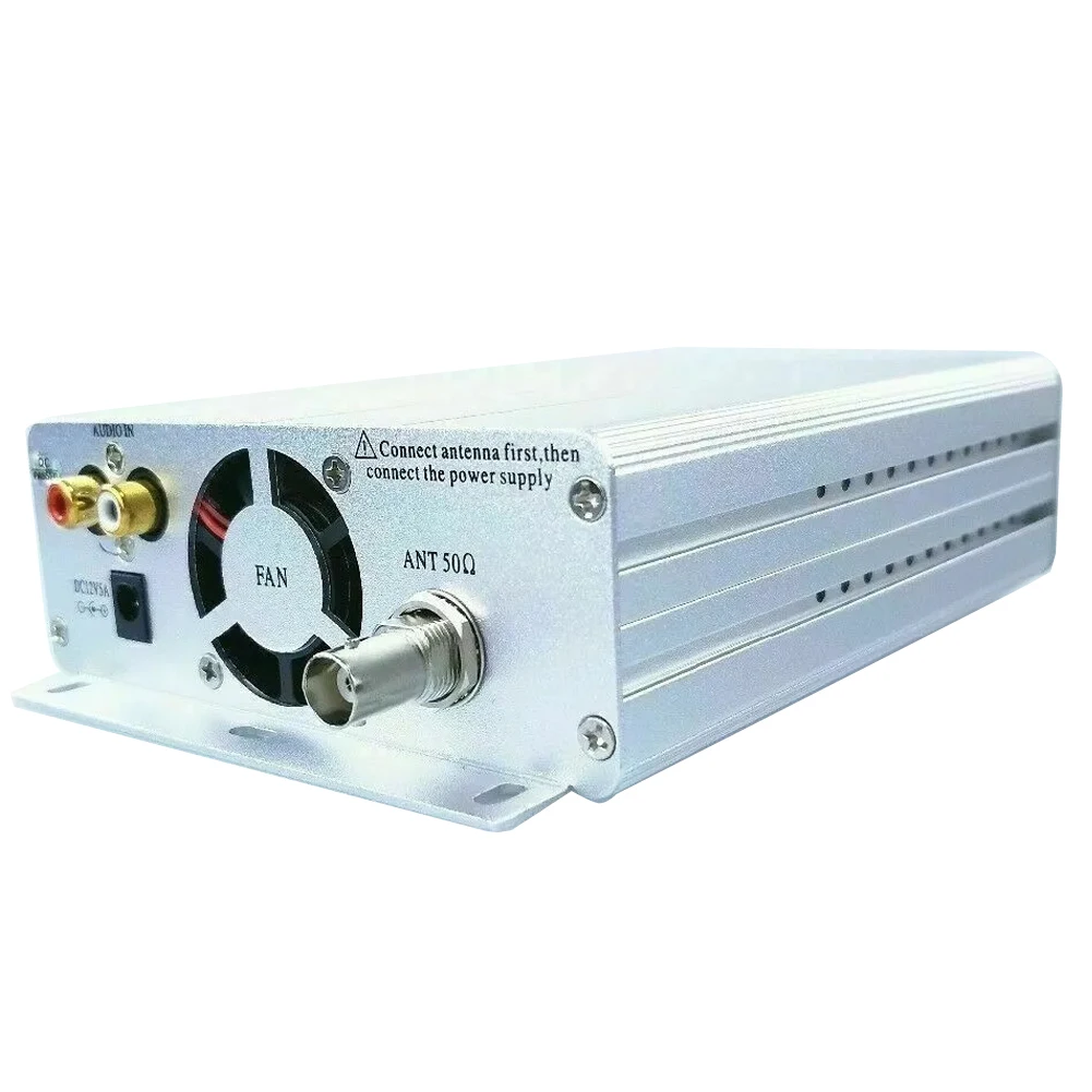 

PLL Transmitter FM Transmitter ST 15B Silver With Volume Control Dual Audio LCD Display For Stereo Broadcast Radio