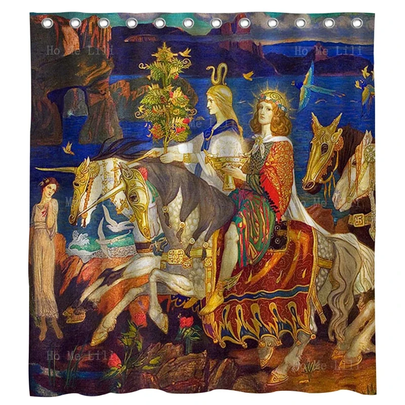 John Duncan The Riders Of Sidhe Vintage Style Sheba Queen Medieval Tristan And Isolde Painting Shower Curtain By Ho Me Lili